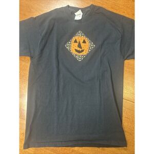 Vintage Fruit Of The Loom Lofteez T Shirt Men's Size Medium Y2K Pumpkin Black